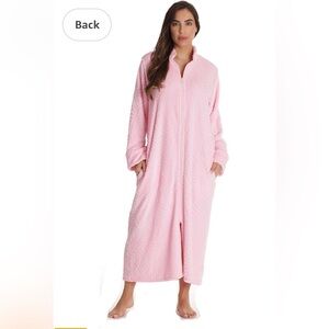 Just Love Plush Zipper Pink Lounger Solid new Cozy Warm Winter Robe Size S